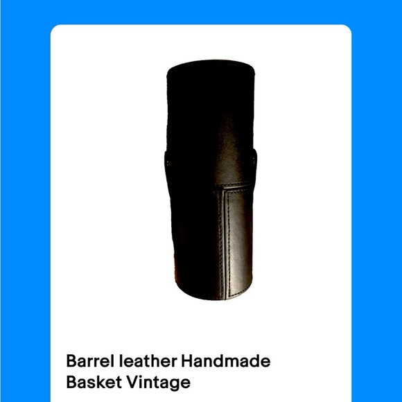 Barrel leather Handmade Basket Vintage ￼ - Picture 3 of 3